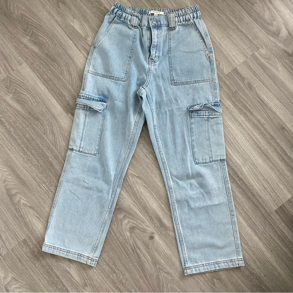 Pacsun Elastic Waist Straight Leg Cargo Denim Pants Size Medium